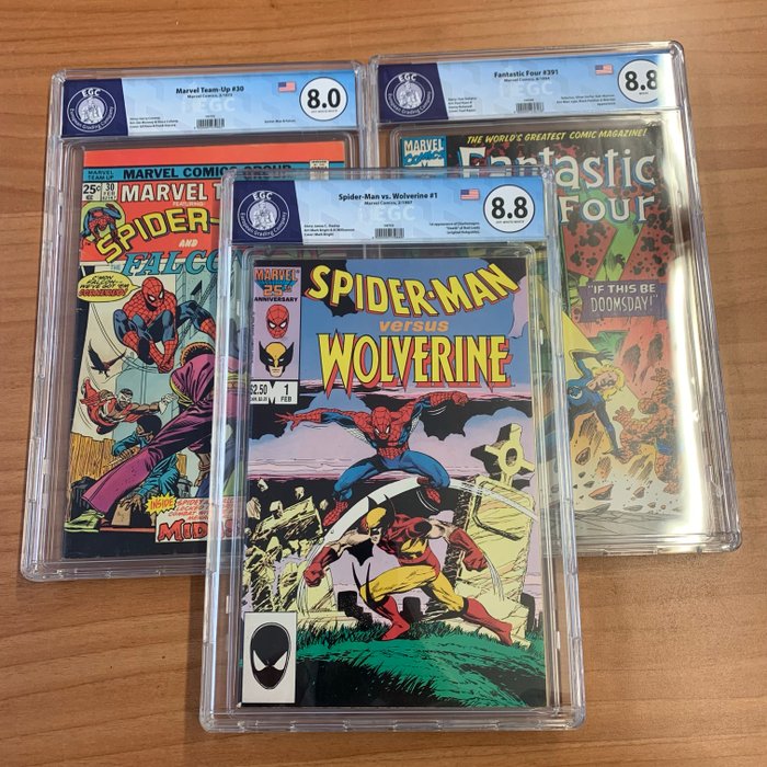 Spider-Man vs. Wolverine #1 / Marvel Team-Up #30 / Fantastic Four #391 - EGC graded - 3 Graded comic - 1975/1994