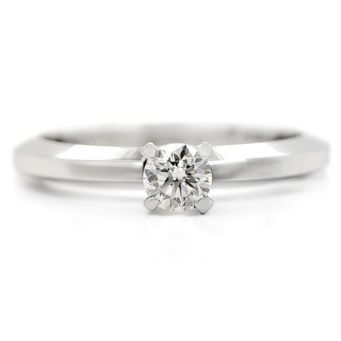 Ring - 14 karat Hvidguld -  020ct tw Diamant (Natur)