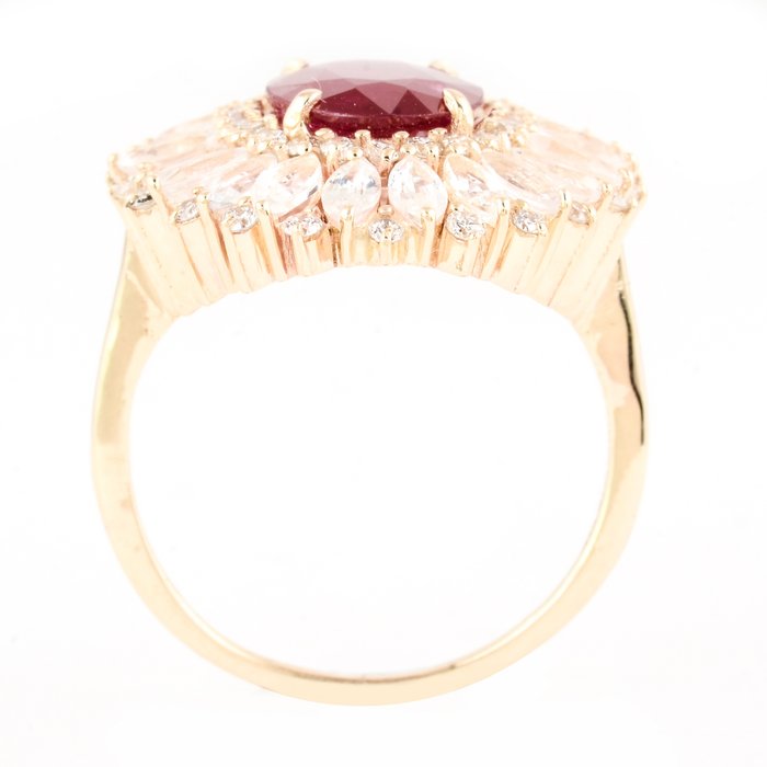 Ring - 14 karat Gulguld -  5.46ct. tw. Rubin - Safir