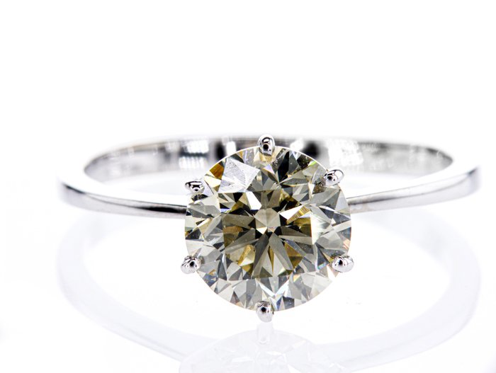 Ingen mindstepris - Forlovelsesring - 14 karat Hvidguld -  2.10ct. tw. Diamant (Naturfarvet)