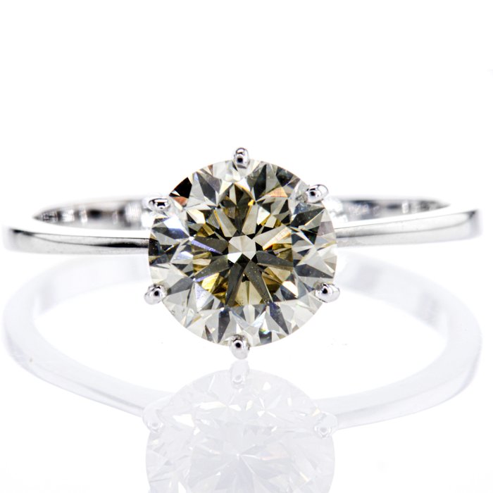 Ingen mindstepris - Forlovelsesring - 14 karat Hvidguld -  2.10ct. tw. Diamant (Naturfarvet)