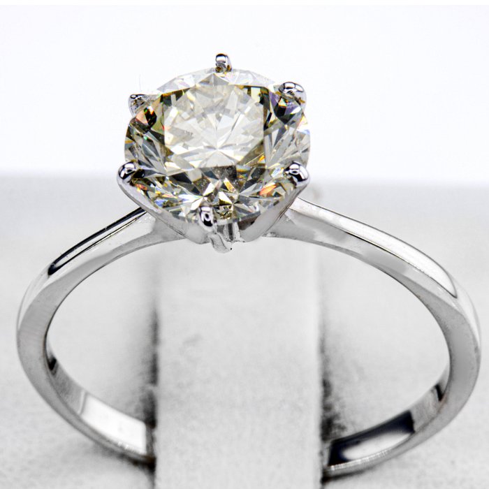 Ingen mindstepris - Forlovelsesring - 14 karat Hvidguld -  2.10ct. tw. Diamant (Naturfarvet)