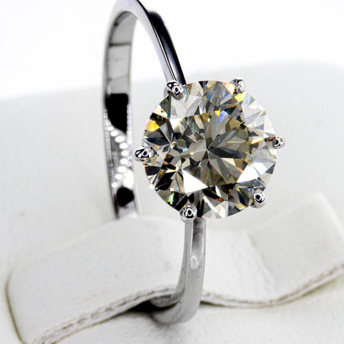 Ingen mindstepris - Forlovelsesring - 14 karat Hvidguld -  2.10ct. tw. Diamant (Naturfarvet)