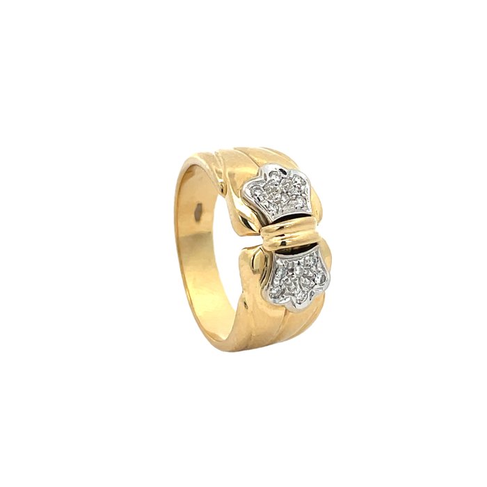 Ring - 18 kraat Gulguld -  010ct tw Diamant (Natur)