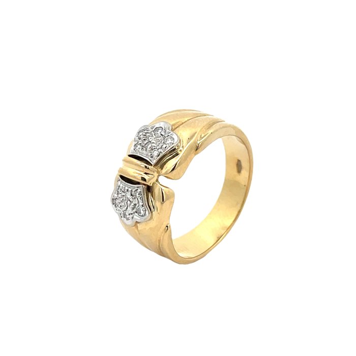 Ring - 18 kraat Gulguld -  010ct tw Diamant (Natur)