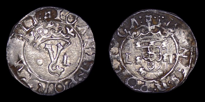 Portugal. D. João III (1521-1557). Vintém (20 Reais) - o-L / L-R - Escassa - Free shipping (worldwide)