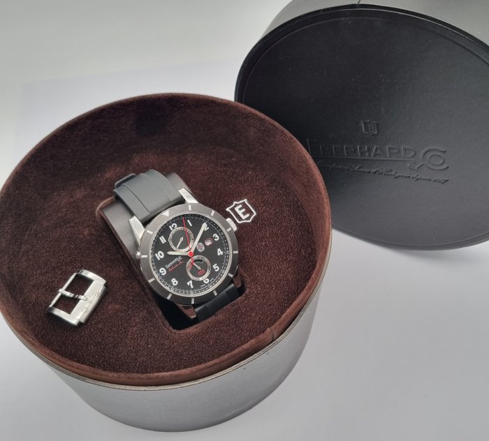 Eberhard  Co - Tazio Nuvolari 336 GMT Men's Watch 41033CP Steel mm 45 Black Dial Limited Edition - Box - 41033CP - Mænd - 2010-2020