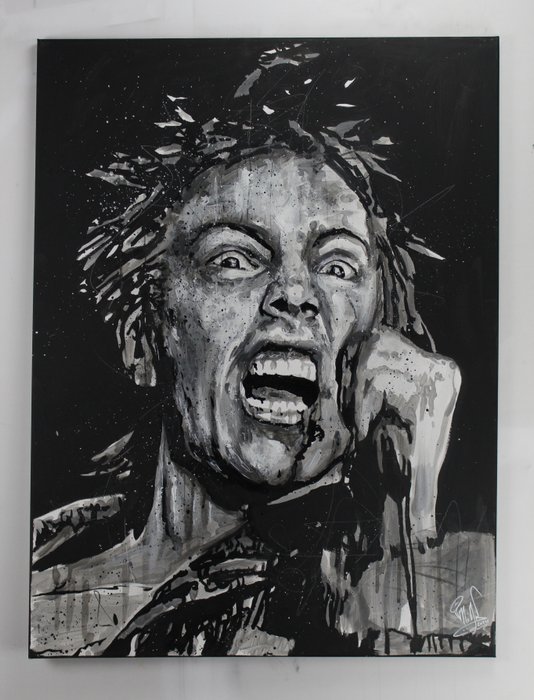 Sex Pistols - Johnny Rotten - Handpainted and signed painting - By Artist Vincent - Portrait