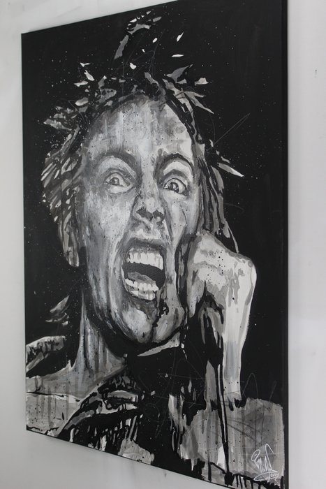 Sex Pistols - Johnny Rotten - Handpainted and signed painting - By Artist Vincent - Portrait