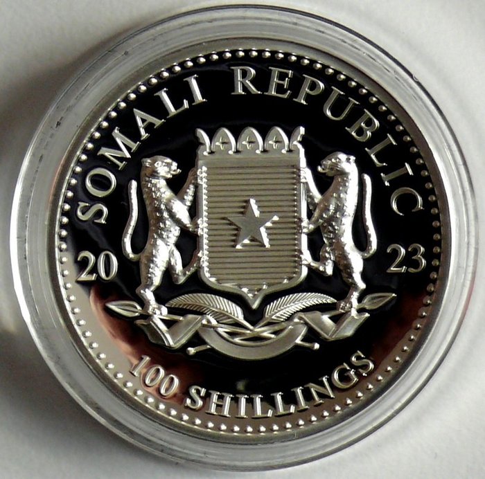 Somalia. 100 Shilling 2023 Elephant - High Relief, 1 Oz (.999) Proof  (Ingen mindstepris)