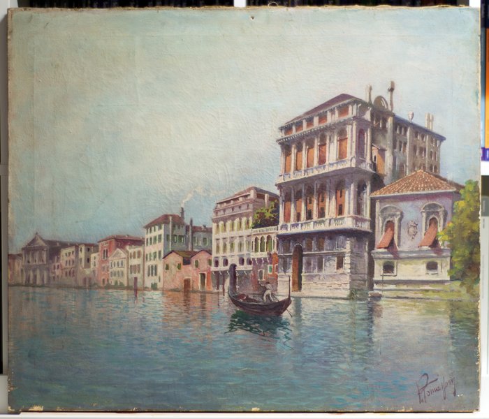 Pittore del XIX secolo - Veduta di Canal Grande con Palazzo Flangini