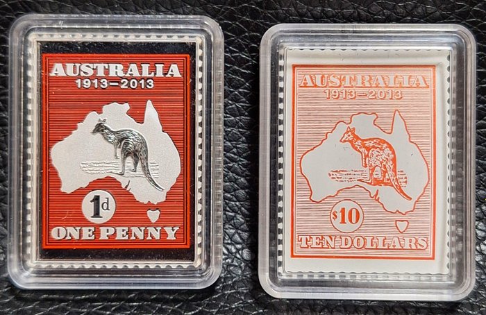 Australien. Coin Stamp 2013 Kangaroo, (.999) (2 items)  (Ingen mindstepris)