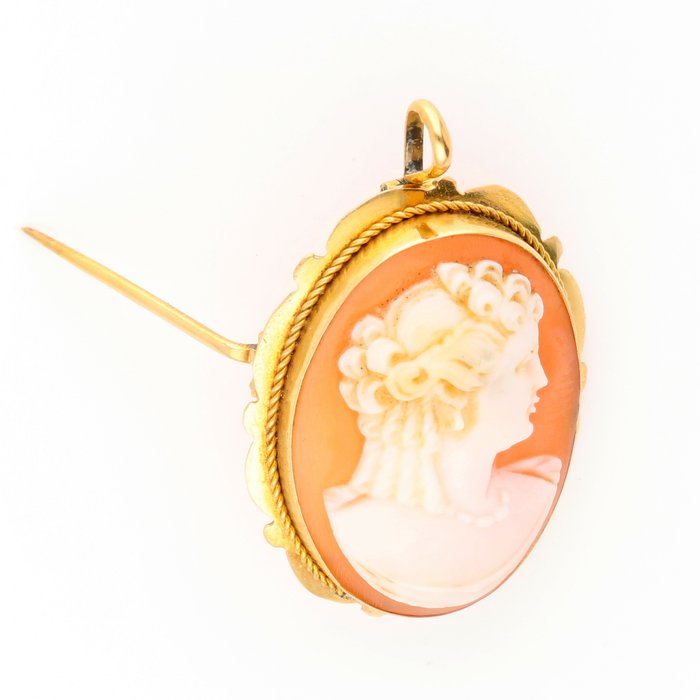 Ingen mindstepris - Broche - 18 kraat Gulguld - Cameo