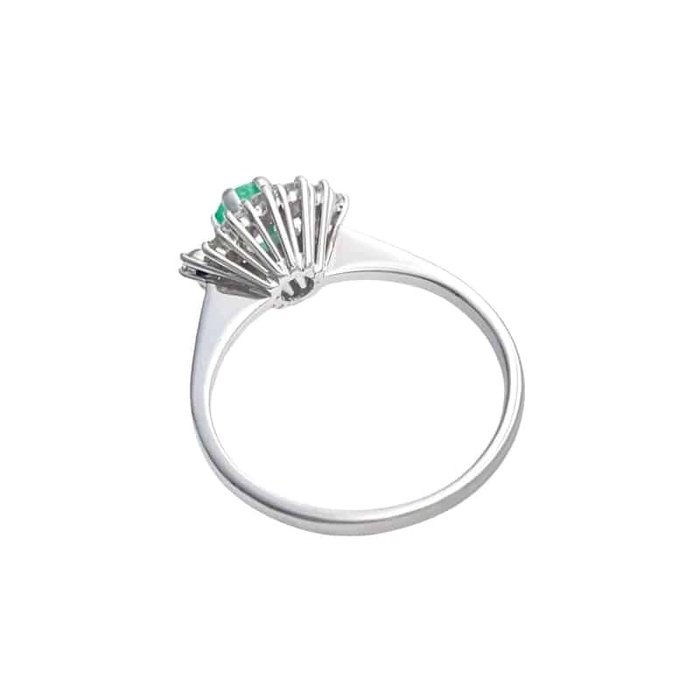 Ring - 18 kraat Hvidguld -  0.33ct. tw. Smaragd - Diamant - Smaragd diamantring