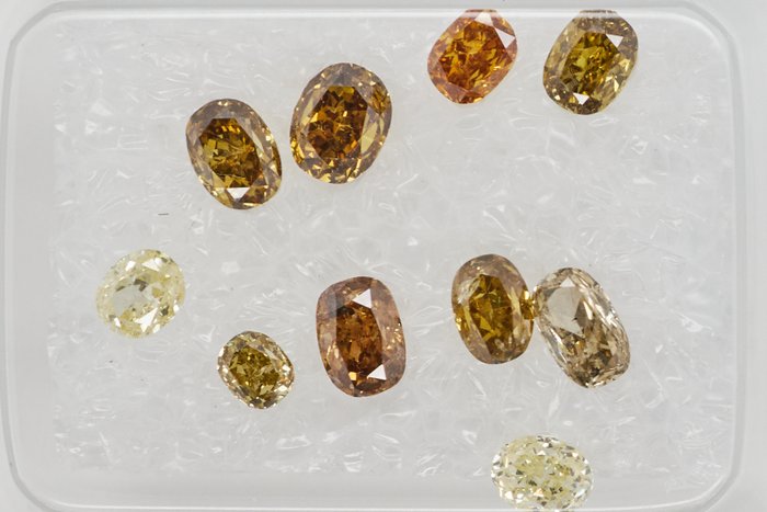 Ingen mindstepris - 8 pcs Diamant  (Naturfarvet)  - 106 ct - Oval Blandede farver - I3 VS1 - Gem Report Antwerp (GRA)