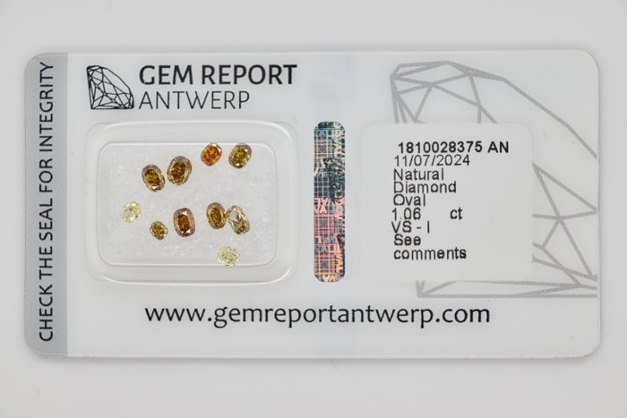 Ingen mindstepris - 8 pcs Diamant  (Naturfarvet)  - 106 ct - Oval Blandede farver - I3 VS1 - Gem Report Antwerp (GRA)