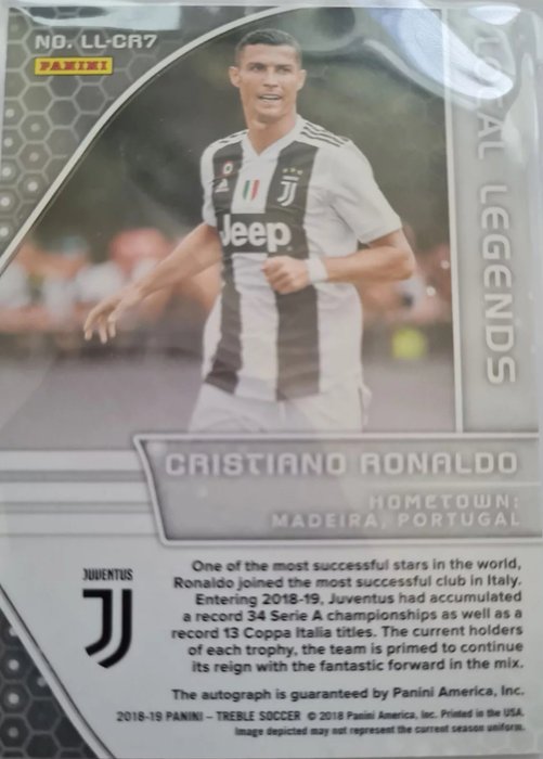 2018/19 Panini Treble Soccer Cristiano Ronaldo Local Legends 4/5 - Autograph - 1 Card - Glimrende (EX)