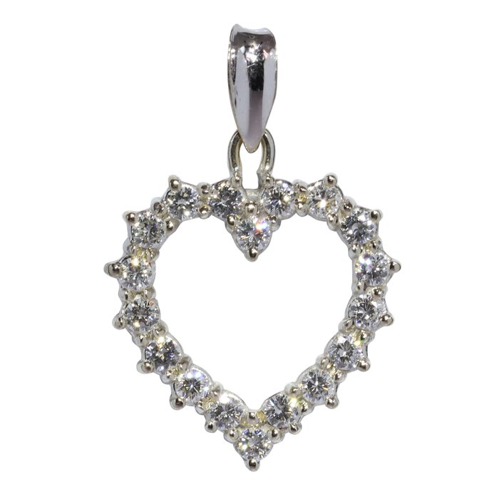 Ingen mindstepris - Vedhæng - 18 kraat Hvidguld -  0.72ct. tw. Diamant (Natur)  - Heart, Vintage, 1980