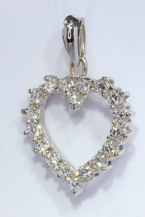 Ingen mindstepris - Vedhæng - 18 kraat Hvidguld -  0.72ct. tw. Diamant (Natur)  - Heart, Vintage, 1980