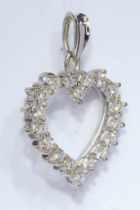 Ingen mindstepris - Vedhæng - 18 kraat Hvidguld -  0.72ct. tw. Diamant (Natur)  - Heart, Vintage, 1980