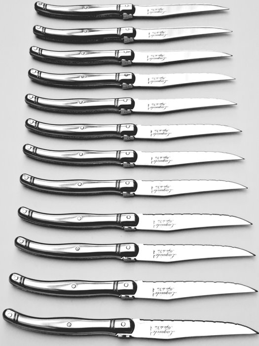 Laguiole - 12x Steak Knives - Completely Stainless Steel - style de - Bordknive sæt (12) - Rustfrit stål