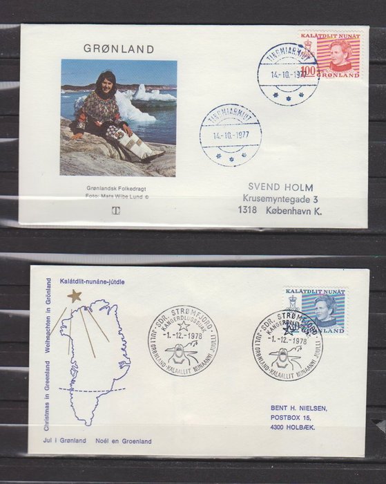 Grønland 1977/1984 - Grønland komplet samling af FDC Michel 100/153 1977 - 1984, kørt og nogle uden skrift. - Groenland complete verzameling FDC Michel 100/153 1977 - 1984 gelopen en sommige onbeschreven.