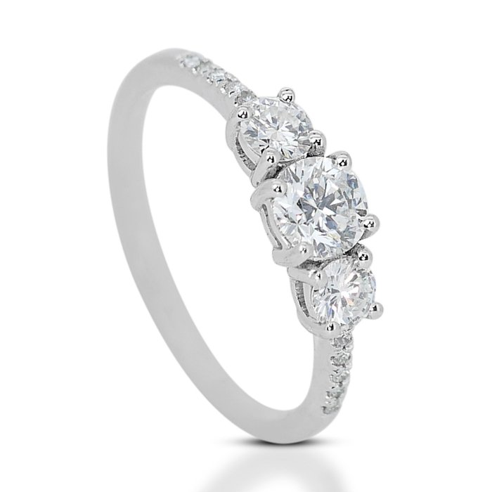 Ring - 18 kraat Hvidguld -  092ct tw Diamant (Natur) - Diamant