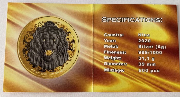 Niue 2 Dollars 2020 - Roaring Lion - Gold Edition- 1 Oz  (Ingen mindstepris)