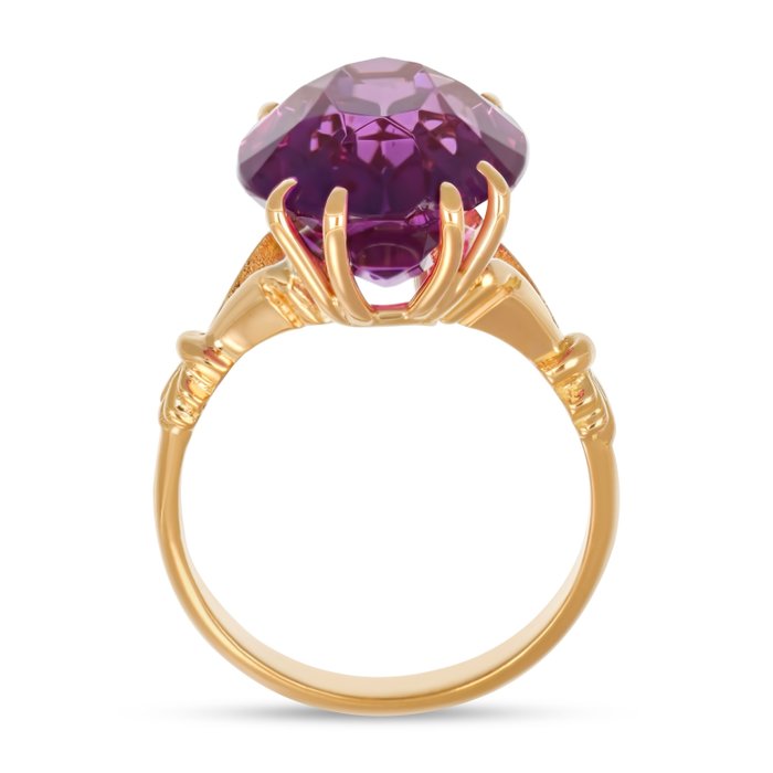 Ring - 18 kraat Gulguld -  10.00ct. tw. Ametyst