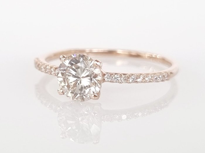 Forlovelsesring - 14 karat Rosaguld Diamant (Natur)