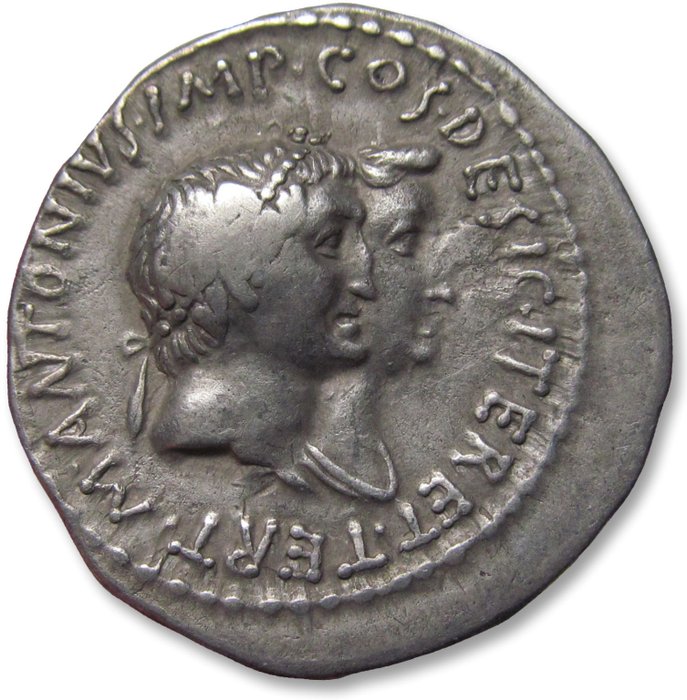 Romerska republiken Marc Antony and Octavia Tetradrachm Ionia Ephesus mint circa 39 BC