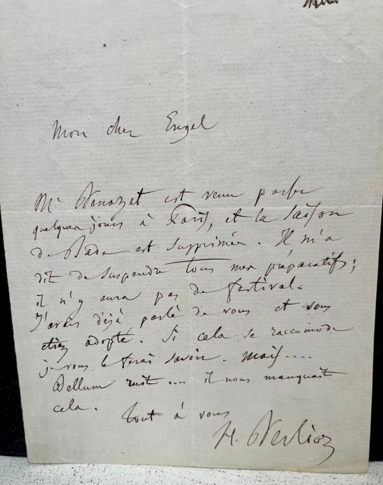 BERLIOZ (Hector). - L.A.S. « H. Berlioz » à « Mon cher Engels » [David Hermann Engel]. - 1864