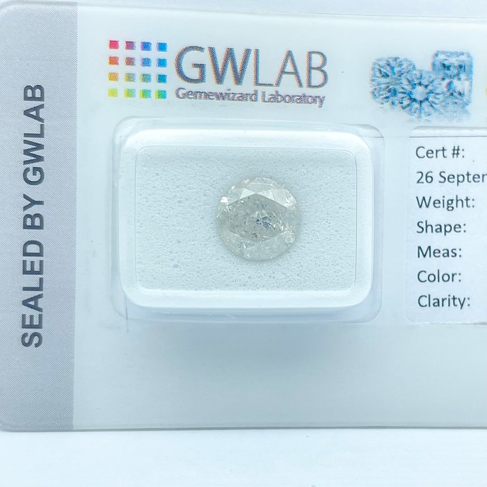 Ingen mindstepris - 1 pcs Diamant  (Natur)  - 2.01 ct - Rund - F - I2 - Gemewizard Gemological Laboratory (GWLab)