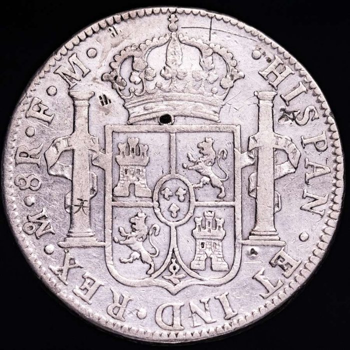 Spanien. Carlos IV. 8 Reales Ceca de México, 1789. Ensayador F.M. Busto de Carlos III con ordinal IV. Muy escasa!