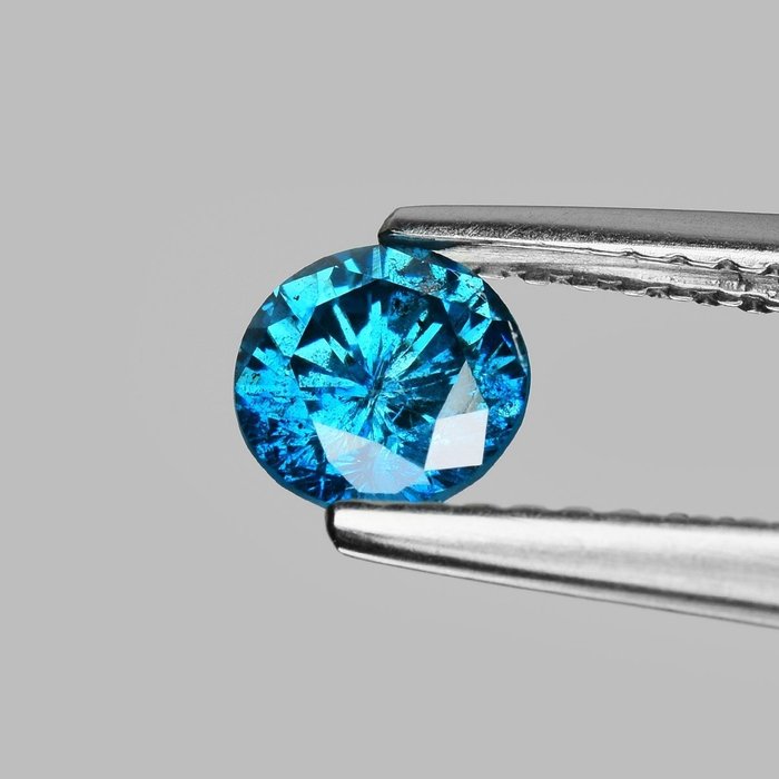 Diamant - 057 ct - Rund - Fancy Vivid Blue - I2