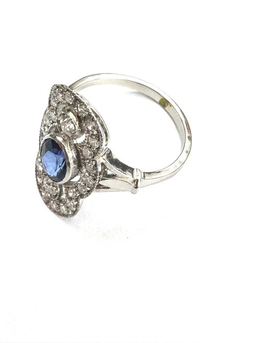 Ring Platin -  2.16ct. tw. Safir - Diamant