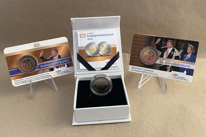 Holland. 2 Euro 2014 "Dubbelportret" (3 coins) Proof + BU  (Ingen mindstepris)