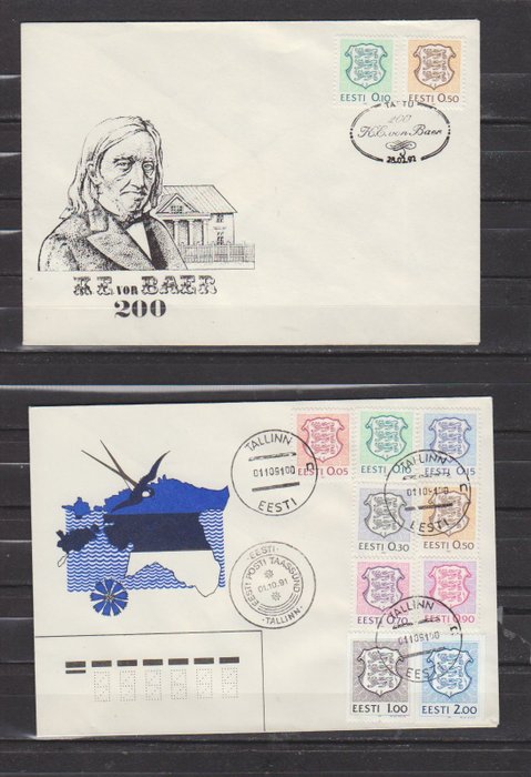 Estland 1991/2009 - Estland FDC Michel 169/645 1991 - 2009 uden skrift + løb. - Estland FDC Michel 169/645 1991 - 2009 onbeschreven + gelopen.