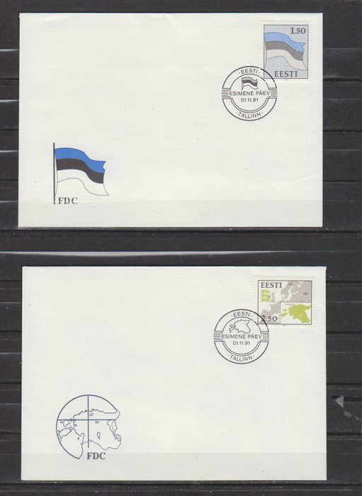 Estland 1991/2009 - Estland FDC Michel 169/645 1991 - 2009 uden skrift + løb. - Estland FDC Michel 169/645 1991 - 2009 onbeschreven + gelopen.