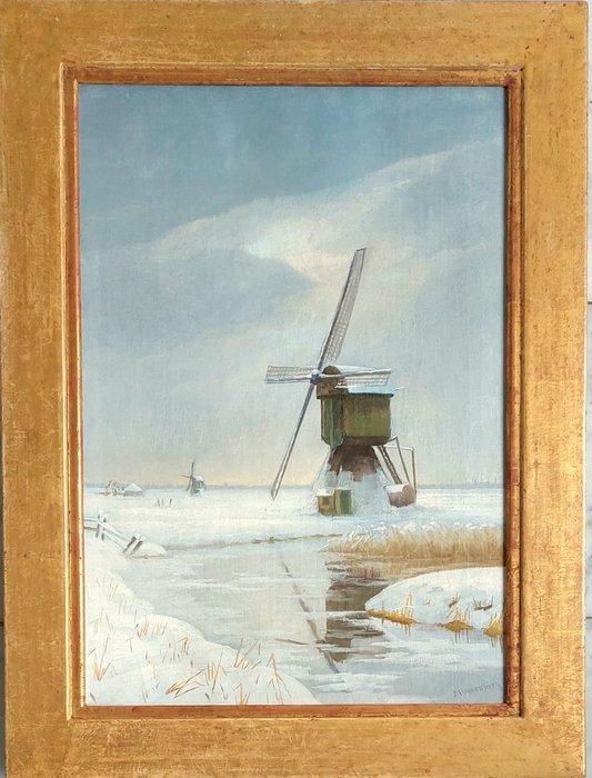 Dirk Smorenberg (1883-1960) - Molen nabij Loosdrecht in de winter