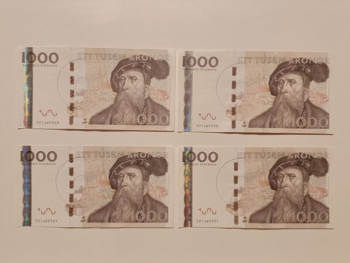 Sverige. - 4 x 1000 kronor 2005 - Pick 67 - consecutive