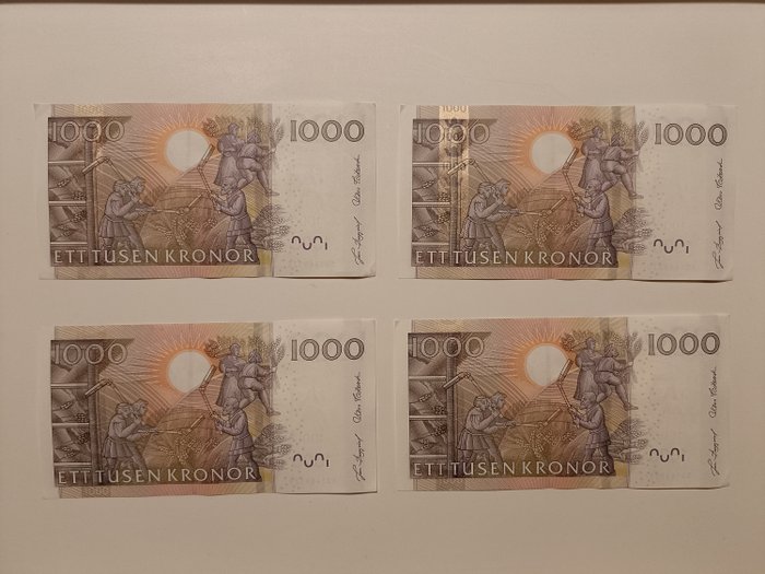 Sverige. - 4 x 1000 kronor 2005 - Pick 67 - consecutive