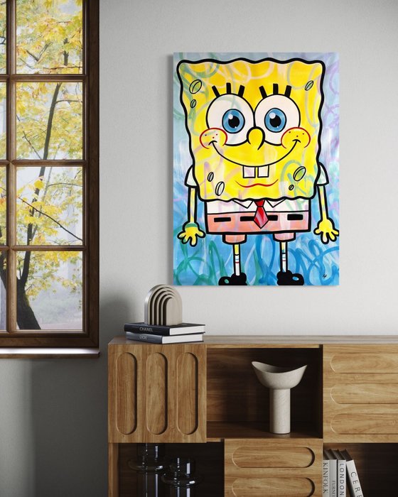 Gunnar Zyl (1988) - Spongebob / Acryl on Canvas / 100x70cm / hand painted