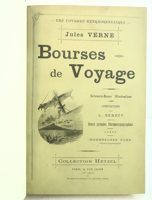 Jules Verne / L. Benett - Bourses de Voyage [1ère couverture conservée] - 1903