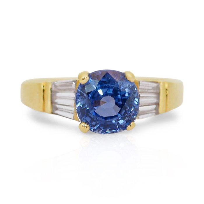 Ring - 18 kraat Gulguld -  239ct tw Safir - Diamant - Bedøvelse uopvarmet safir