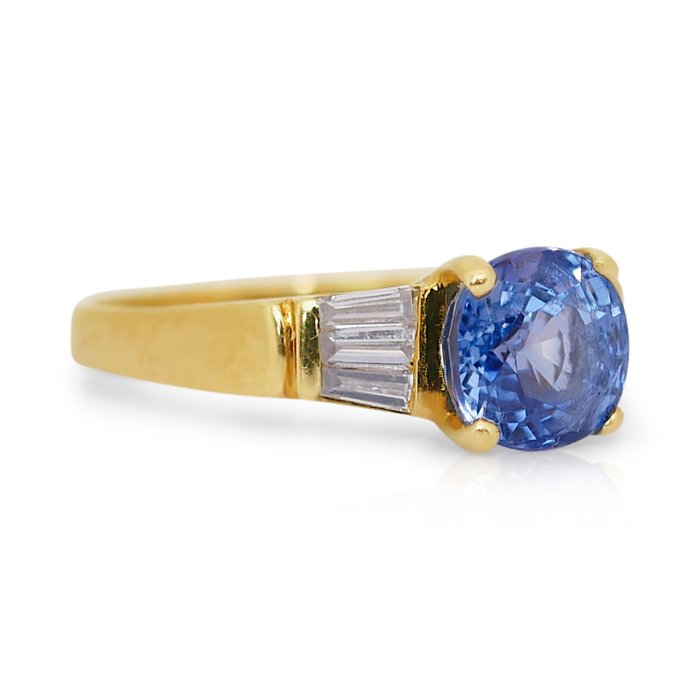 Ring - 18 kraat Gulguld -  239ct tw Safir - Diamant - Bedøvelse uopvarmet safir