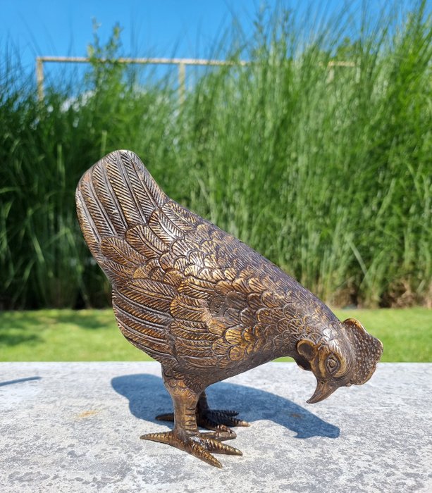 Statuette - Chicken and rooster - Bronze