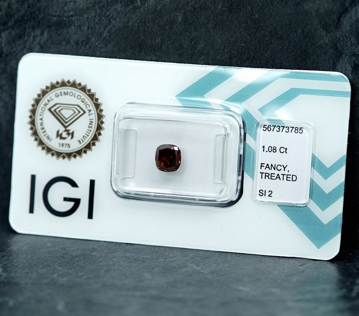 Ingen mindstepris - 1 pcs Diamant  (Farvebehandlet)  - 1.08 ct - Pude - SI2 - Gem Report Antwerp (GRA)