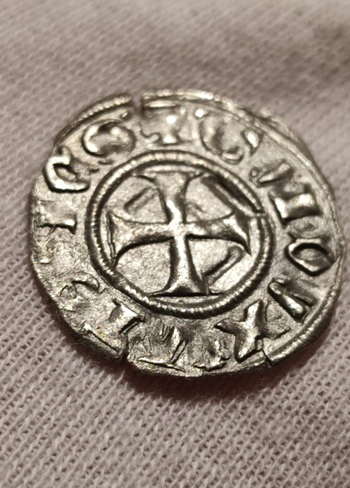 Korsfarere. Guy II de la Roche (1287-1308). Silver Denier Thebes mint  (Ingen mindstepris)