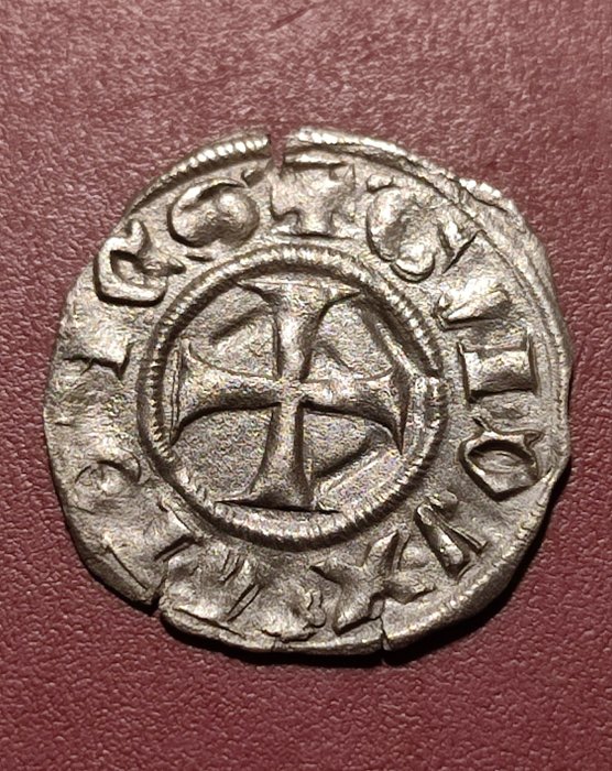 Korsfarere. Guy II de la Roche (1287-1308). Silver Denier Thebes mint  (Ingen mindstepris)